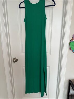 Universal Thread Green Sleeveless Maxi Dress with Side Slit